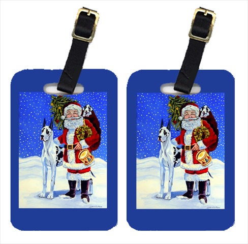 Harlequin Great Dane With Santa Claus Luggage Tags