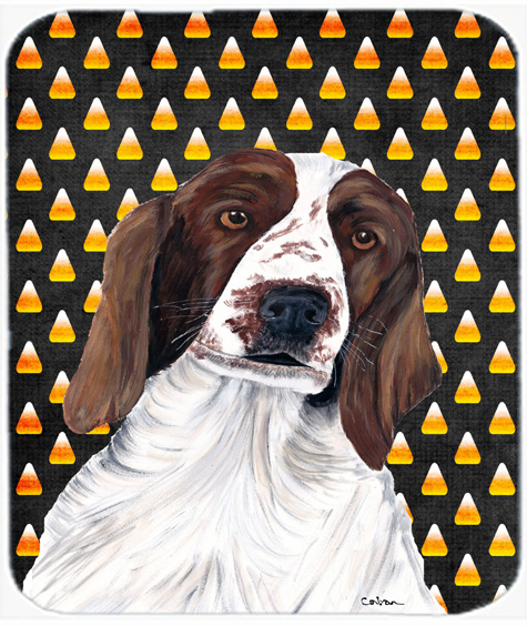 Welsh Springer Spaniel Candy Corn Halloween Portrait Mouse Pad, Hot Pad Trivet