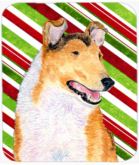 Collie Smooth Candy Cane Holiday Christmas Mouse Pad, Hot Pad Or Trivet
