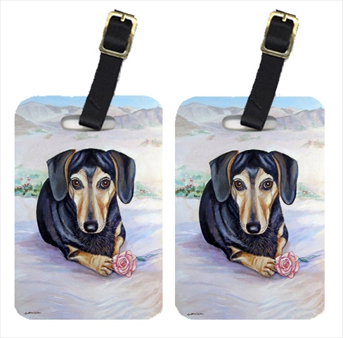 Black And Cream Dachshund Luggage Tags- Pack - 2