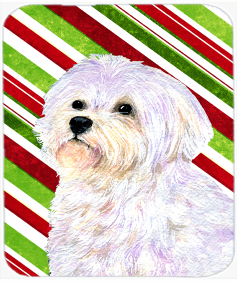 Maltese Candy Cane Holiday Christmas Mouse Pad, Hot Pad Or Trivet