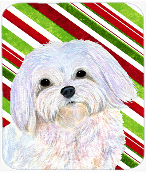 Maltese Candy Cane Holiday Christmas Mouse Pad, Hot Pad Or Trivet