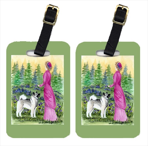 Lady With Her Norwegian Elkhound Luggage Tags- Pack - 2