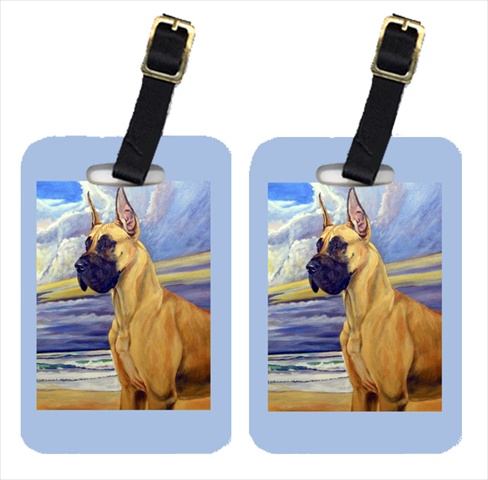 7101BT Fawn Great Dane At The Beach Luggage Tags- Pack - 2