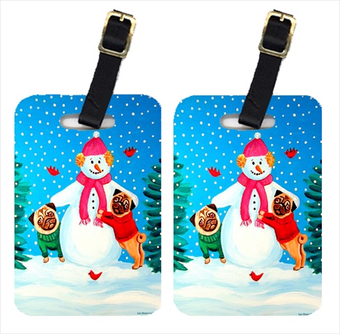 Snowman With Pug Luggage Tags- Pack - 2