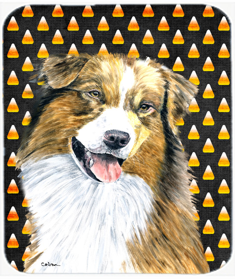 Australian Shepherd Candy Corn Halloween Portrait Mouse Pad, Hot Pad Or Trivet