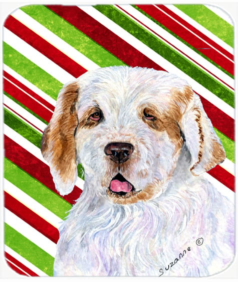 Clumber Spaniel Candy Cane Holiday Christmas Mouse Pad, Hot Pad Or Trivet