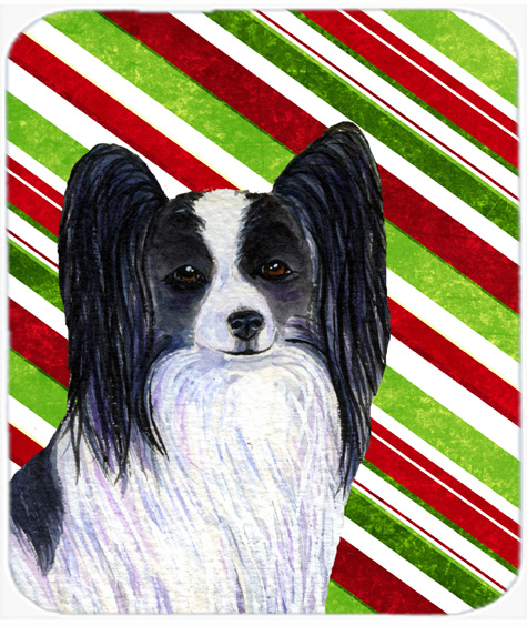 Papillon Candy Cane Holiday Christmas Mouse Pad, Hot Pad Or Trivet