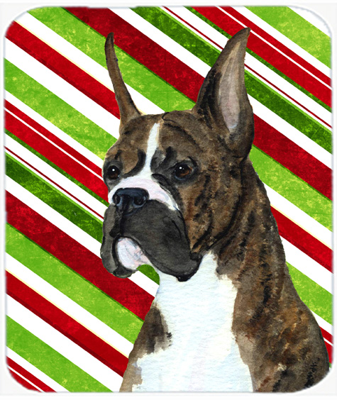 Boxer Candy Cane Holiday Christmas Mouse Pad, Hot Pad Or Trivet