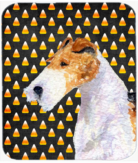 Fox Terrier Candy Corn Halloween Portrait Mouse Pad, Hot Pad Or Trivet