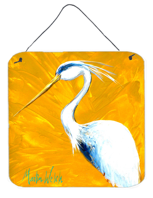 Bird - Blue Heron Col Mustard Aluminium Metal Wall Or Door Hanging Prints