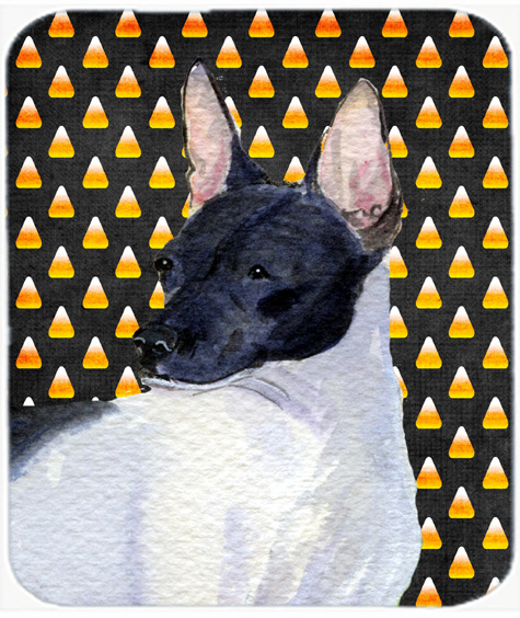 Rat Terrier Candy Corn Halloween Portrait Mouse Pad, Hot Pad Or Trivet
