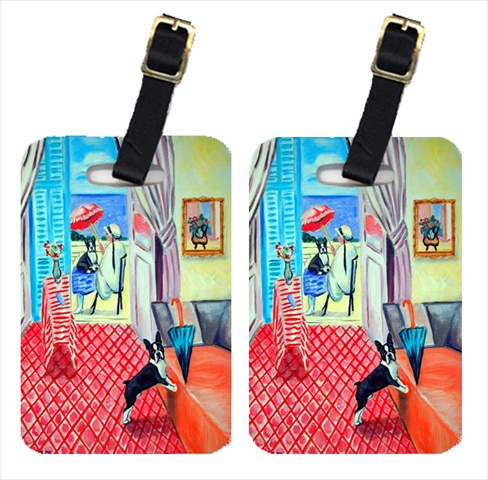 7120BT Lady With Her Boston Terrier Luggage Tags- Pack - 2