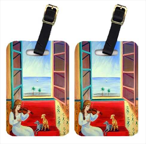 Italian Greyhounds With Mom And Violin Luggage Tags- Pack - 2