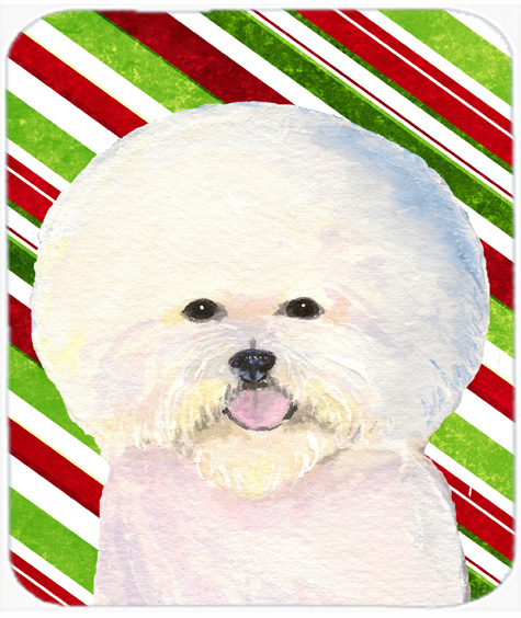 SS4595MP Bichon Frise Candy Cane Holiday Christmas Mouse Pad- Hot Pad Or Trivet