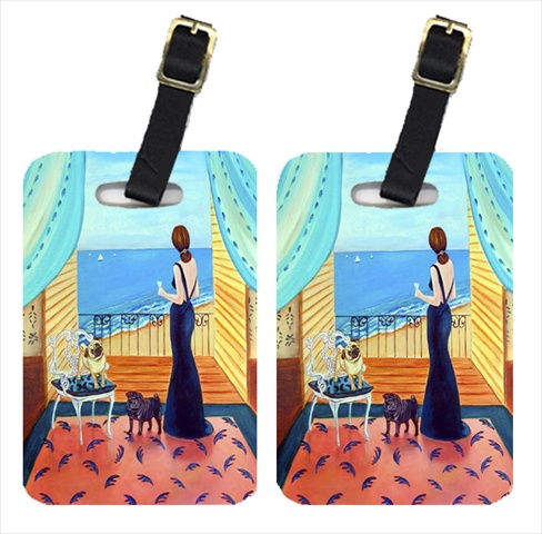 Lady With Her Pug Luggage Tags - Pack - 2