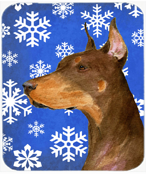 Doberman Winter Snowflakes Holiday Mouse Pad, Hot Pad Or Trivet