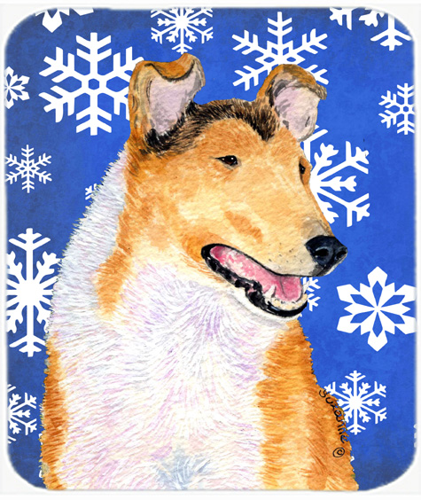 Collie Smooth Winter Snowflakes Holiday Mouse Pad, Hot Pad Or Trivet