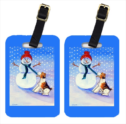 Snowman With Fox Terrier Luggage Tags- Pack - 2