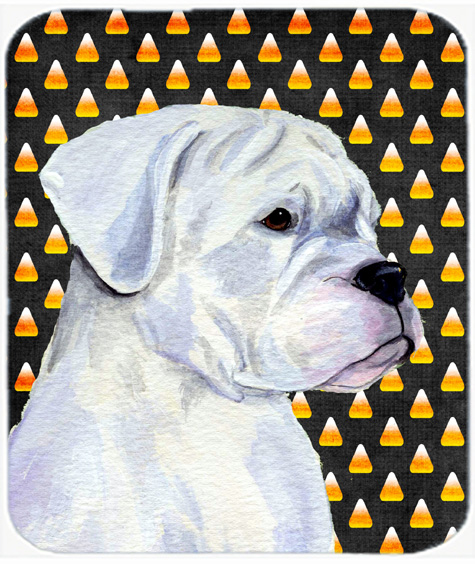 Boxer White Candy Corn Halloween Portrait Mouse Pad, Hot Pad Or Trivet