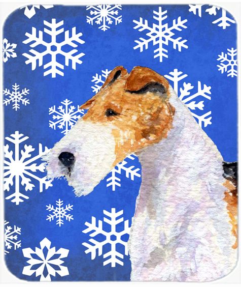 Fox Terrier Winter Snowflakes Holiday Mouse Pad, Hot Pad Or Trivet