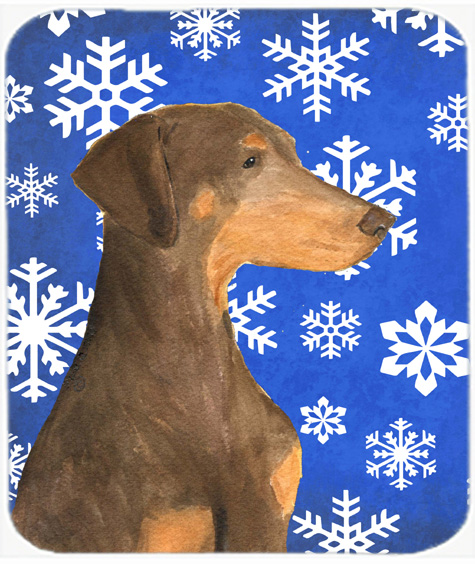 Doberman Winter Snowflakes Holiday Mouse Pad, Hot Pad Or Trivet