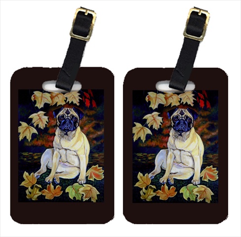 Old Fawn Pug In Fall Leaves Luggage Tags- Pack - 2