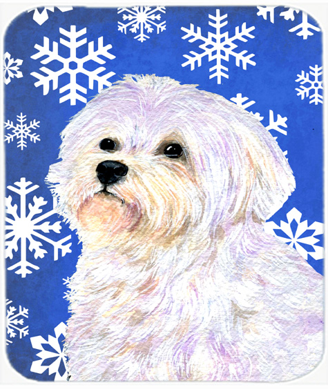 Maltese Winter Snowflakes Holiday Mouse Pad, Hot Pad Or Trivet