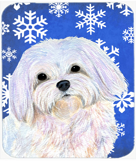 Maltese Winter Snowflakes Holiday Mouse Pad, Hot Pad Or Trivet
