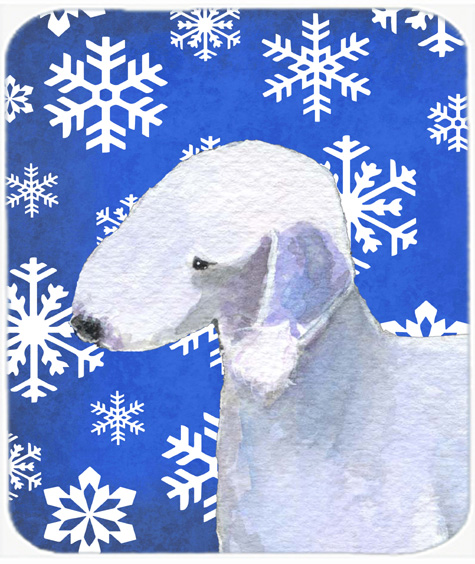 Bedlington Terrier Winter Snowflakes Holiday Mouse Pad, Hot Pad or Trivet