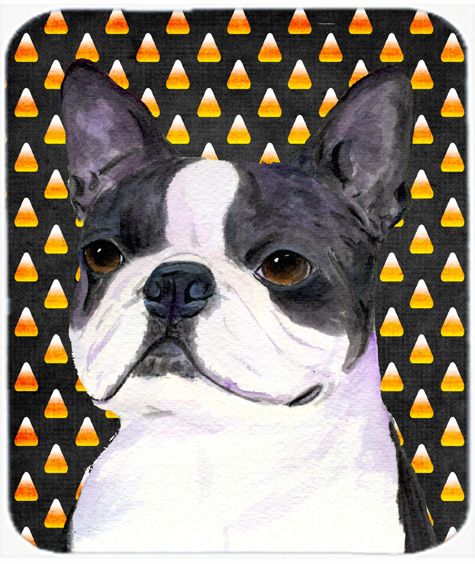 Picture of Carolines Treasures SS4309MP Boston Terrier Candy Corn Halloween Portrait Mouse Pad- Hot Pad or Trivet
