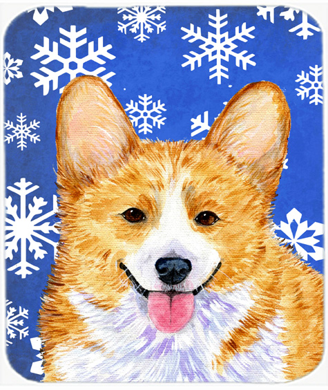 Corgi Winter Snowflakes Holiday Mouse Pad, Hot Pad or Trivet