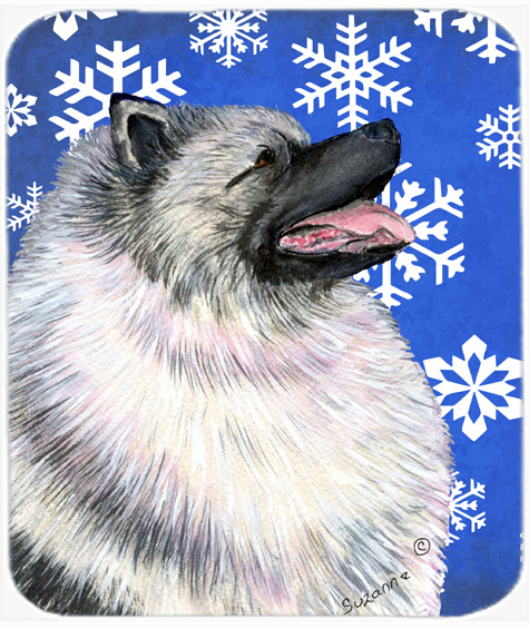 Keeshond Winter Snowflakes Holiday Mouse Pad- Hot Pad or Trivet