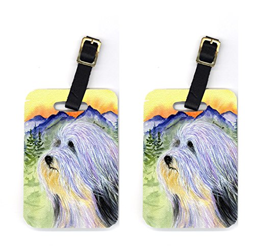 Pair of 2 Bearded Collie Luggage Tags