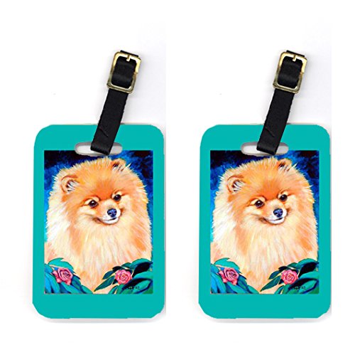 Pair of 2 Pomeranian Garden Bud Luggage Tags