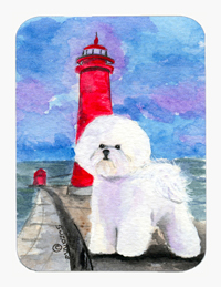 Lighthouse with Bichon Frise Mouse Pad & Hot Pad & Trivet