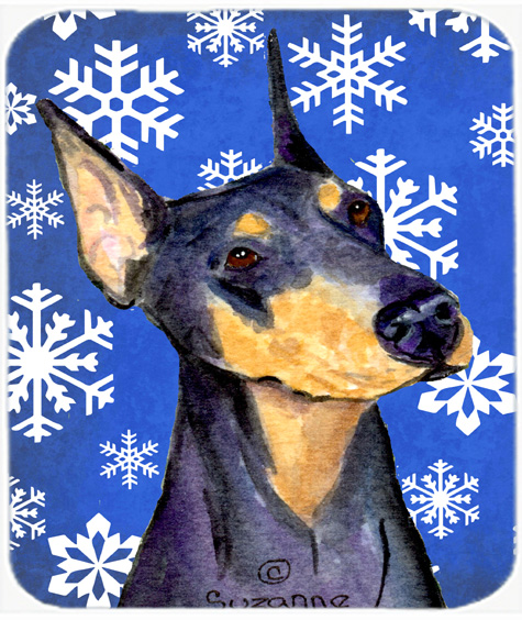 Doberman Winter Snowflakes Holiday Mouse Pad, Hot Pad or Trivet