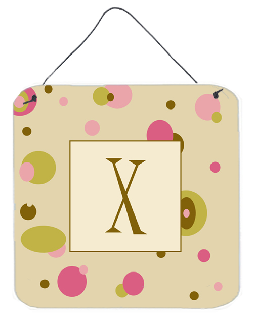 CJ1004-XDS66 Letter X Initial Monogram - Tan Dots Aluminium Metal Wall or Door Hanging Prints