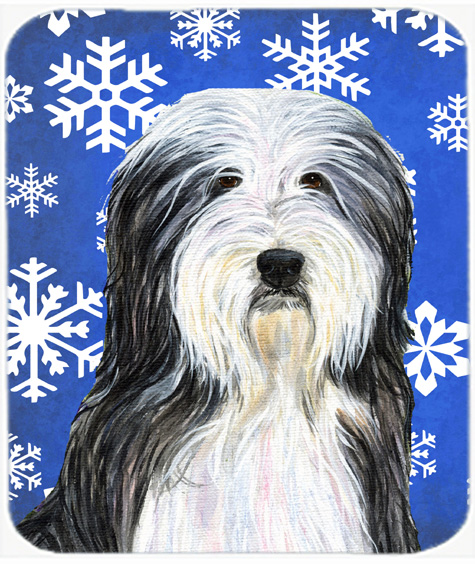 Bearded Collie Winter Snowflakes Holiday Mouse Pad, Hot Pad or Trivet