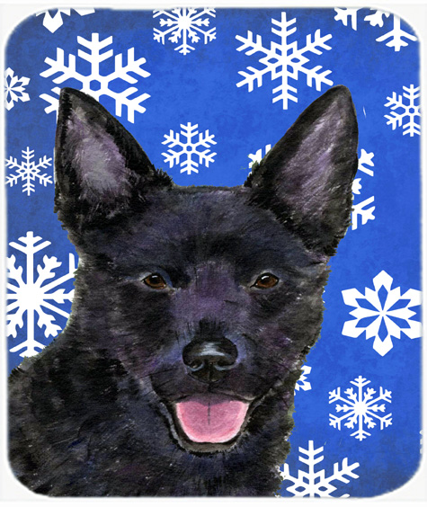 Australian Kelpie Winter Snowflakes Holiday Mouse Pad, Hot Pad or Trivet