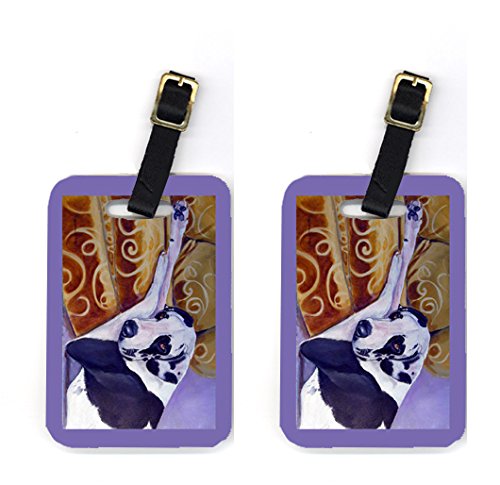 Pair of 2 Harlequin Natural Great Dane Luggage Tags