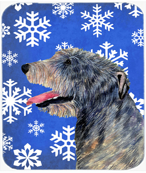 Irish Wolfhound Winter Snowflakes Holiday Mouse Pad, Hot Pad or Trivet