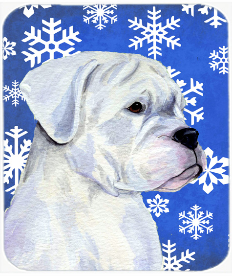 Boxer Winter Snowflakes Holiday Mouse Pad- Hot Pad or Trivet