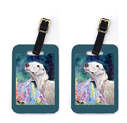 Pair of 2 Bedlington Terrier Luggage Tags