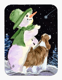 Snowman with English Springer Spaniel Mouse Pad & Hot Pad & Trivet