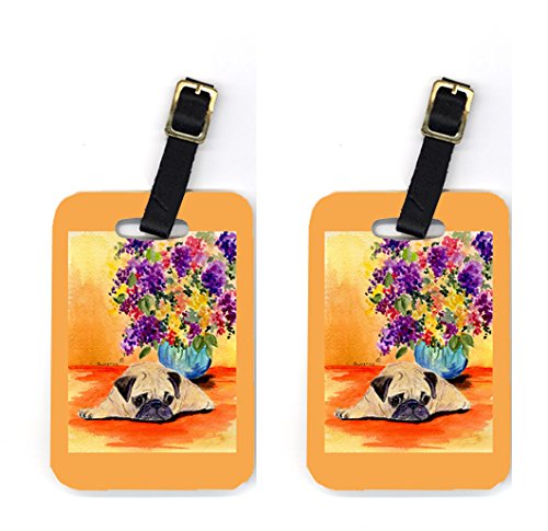 Pair of 2 Pug Luggage Tags