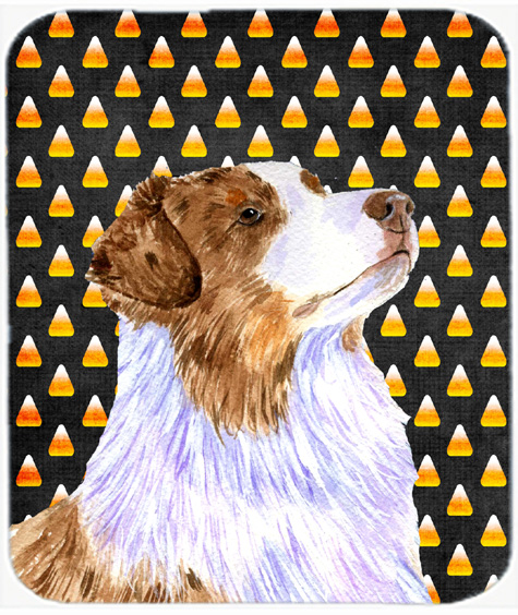 Australian Shepherd Candy Corn Halloween Portrait Mouse Pad, Hot Pad or Trivet