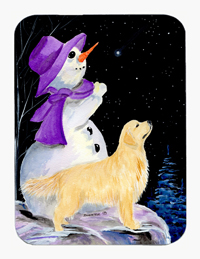 Snowman with Golden Retriever Mouse Pad & Hot Pad & Trivet