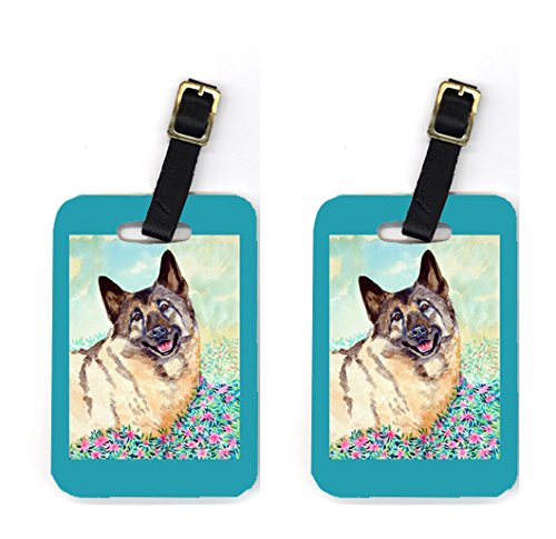 Pair of 2 Norwegian Elkhound Luggage Tags