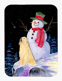 Snowman with Golden Retriever Mouse Pad & Hot Pad & Trivet